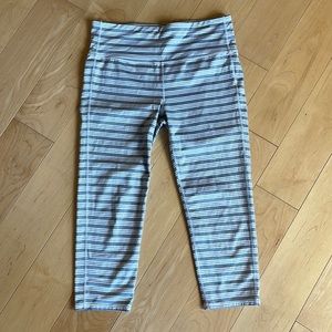 Athleta Striped gray and white athletic capri leggings